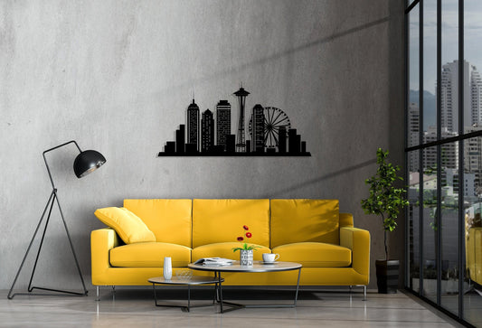 Seattle City Silhouette Metal Wall Art, Metal Wall Decor, Housewarming Gift, Home Office Living Room - metal sign
