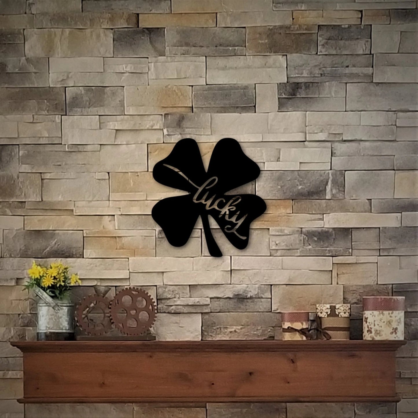 Lucky Four Leaf Clover Sign, St. Patrick's Day Decor, Metal Wall Decor, Shamrock Ornament, Four Leaf Clover Art, Metal Word Art Laser Cut Metal Signs Custom Gift Ideas