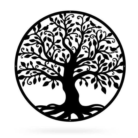 Tree Of Life Birds Cut Metal Sign Metal House Sign - 8 inches - metal sign