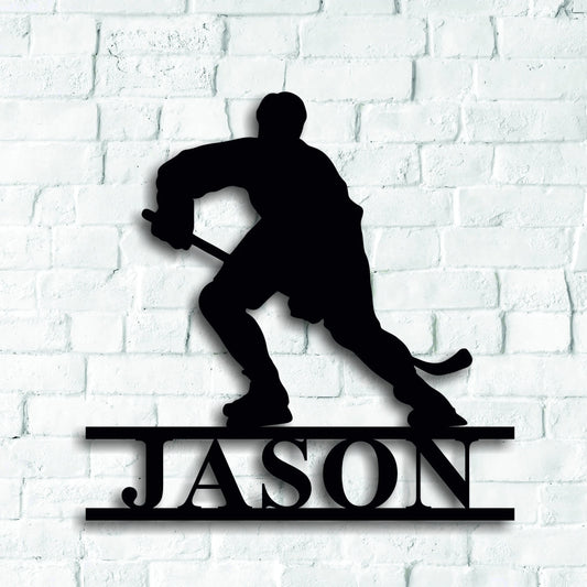 Hockey Name Sign, Nursery Decor, Personalized Metal Sign, Metal Name, Personalized Name Sign, Metal Name - metal sign