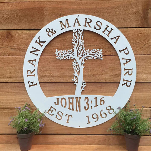 Living Tree Cross Tree Of Life Cut Metal Sign Metal House Sign