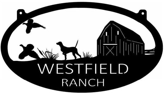 Metal Pheasant Sign pheasant Barn dog Sign Customized With Your Name 3foot Metal House Sign - 8 inches - metal sign