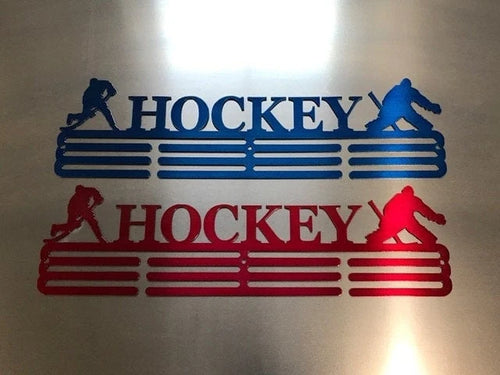 Hockey Medal Hanger Holder Display Rack 3 Rung Cut Metal Sign