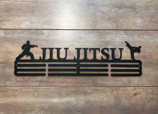 Jiu Jitsu Medal Hanger Holder Display Rack 3 Rung Cut Metal Sign - 8 inches - metal sign