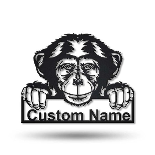 Personalized Chimpanzee Monkey Metal Sign Art, Custom Chimpanzee Monkey Metal Sign, Animal Funny, Pets - metal sign