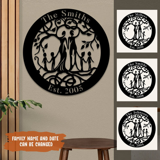 Custom Family Members Tree Of Life Metal Sign, Housewarming Plaque Laser Cut Metal Signs Custom Gift Ideas - 8 inches - metal sign