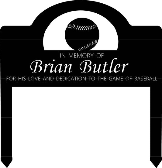 In Memory Sign With Baseball Metal House Sign - 8 inches - metal sign