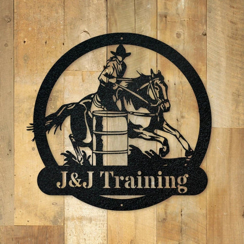 Barrel Racing Galloping Horse With Rider Handmade Metal Wall Art Hanging Sign Laser Cut Metal Signs Custom Gift Ideas