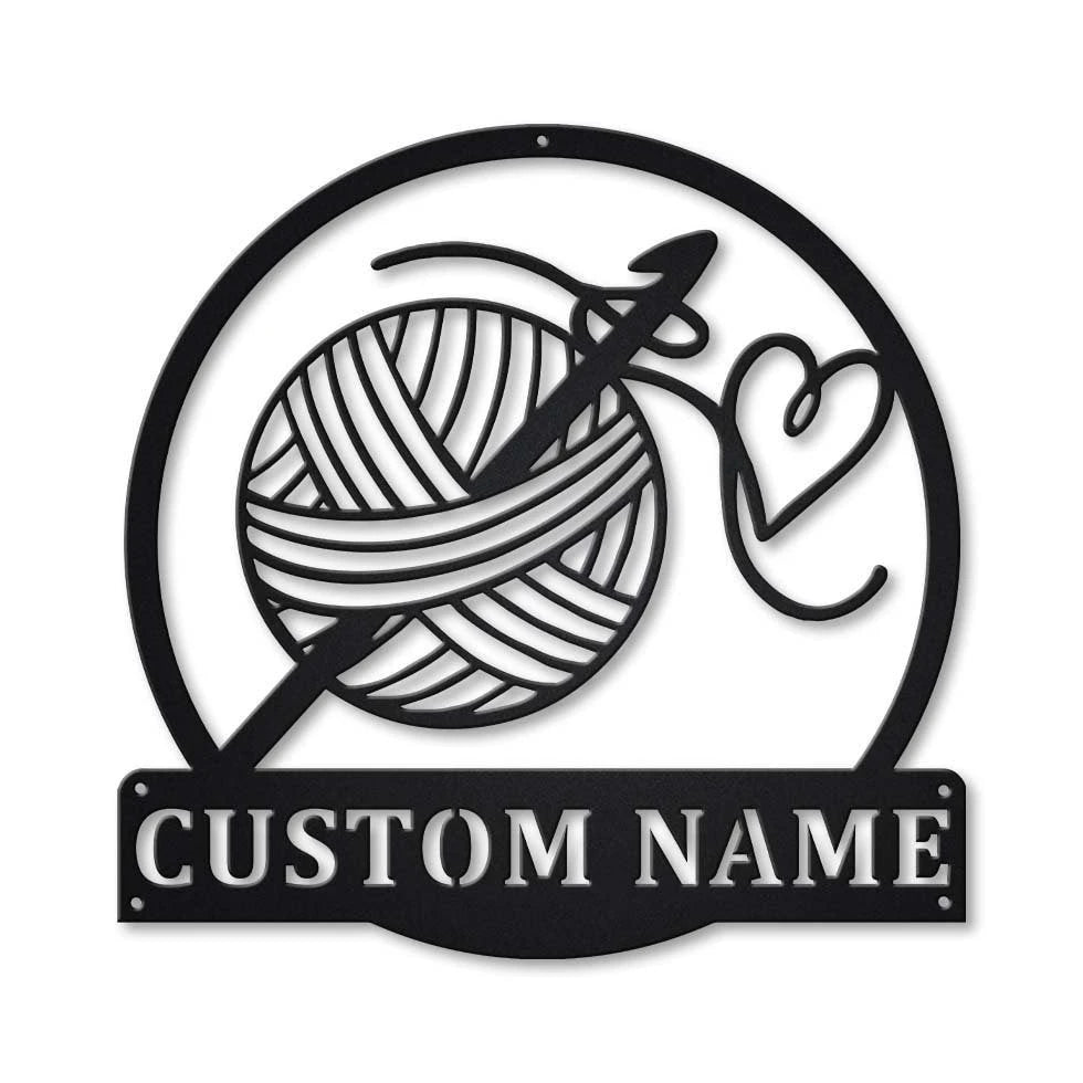 Personalized Crochet Metal Sign Art, Custom Crochet Monogram Metal Sign, Hobbie Gift, Crochet Gift Laser Cut Metal Signs Custom Gift Ideas