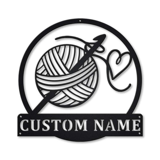 Personalized Crochet Metal Sign Art, Custom Crochet Monogram Metal Sign, Hobbie Gift, Crochet Gift Laser - metal sign