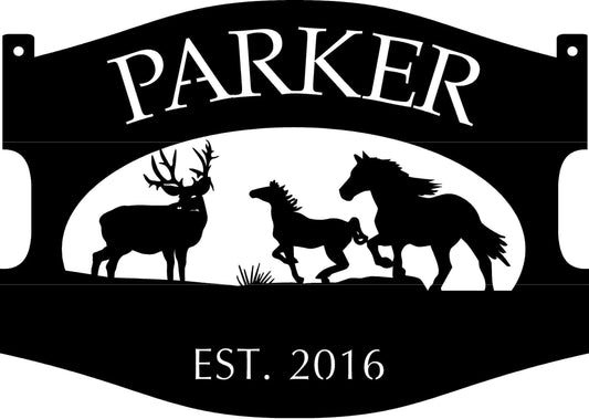 Personalized Last Name Metal Sign With Barn And Donkeys Customized With Your Name Metal House Sign - 8 inches - metal sign
