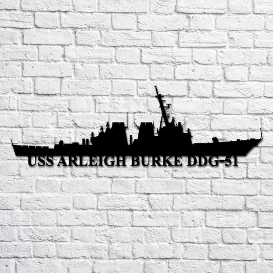 Uss Arleigh Burke Ddg51 Navy Ship Metal Art, Custom Us Navy Ship Cut Metal Sign, Gift For Navy Veteran - metal sign