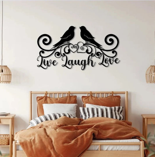 Live Laugh Love Birds Metal House Sign Laser Cut Metal Signs Custom Gift Ideas - 8 inches - metal sign