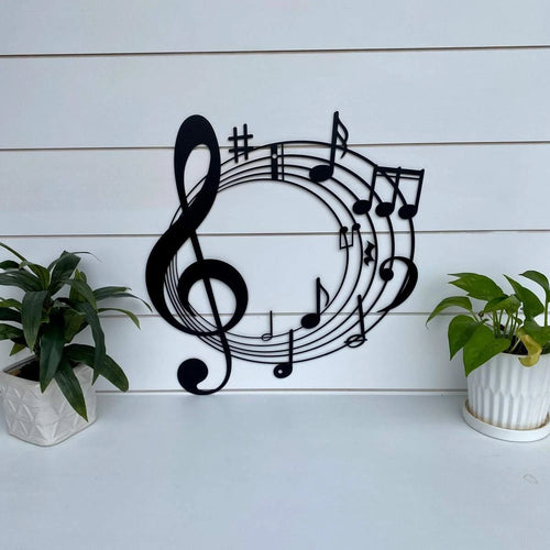 Music Notes & Riff Cut Metal Sign Metal House Sign