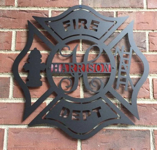 Firefighter Maltese Cross W Ladder Sign, Cut Metal Sign, Metal Wall Art, Metal House Sign Laser Cut Metal Signs Custom Gift Ideas - 8 inches - metal sign