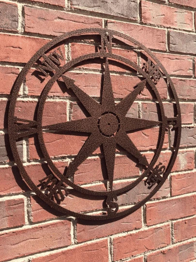 Nautical Compass Cut Metal Sign Metal House Sign - 8 inches - metal sign