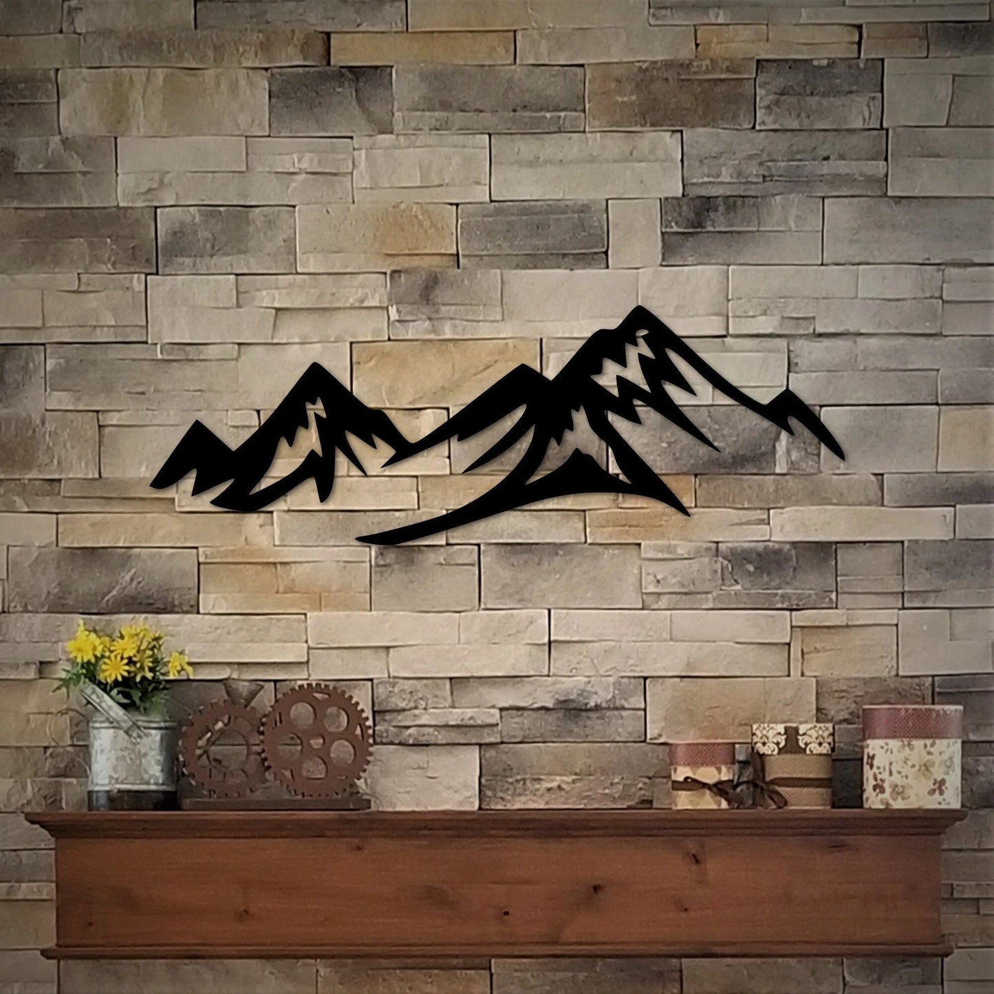 Metal Mountains Ski Decor Mountain Art Lake House Cabin Decor Rustic Mountain Landscape Metal Art Sign Cutout Mountain Gift