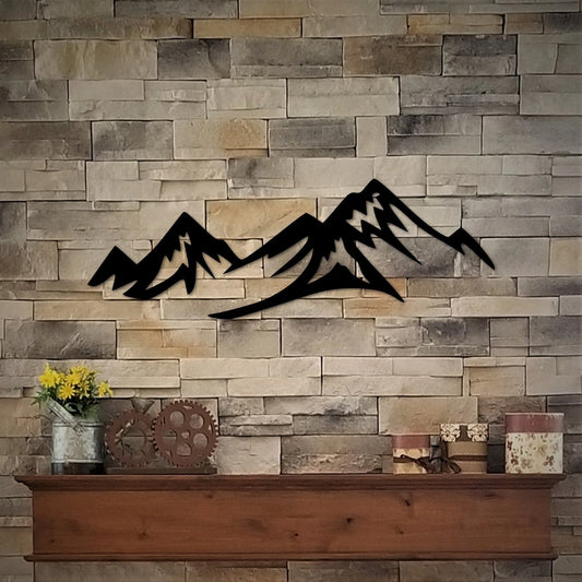 Metal Mountains Ski Decor Mountain Art Lake House Cabin Decor Rustic Mountain Landscape Metal Art Sign Cutout Mountain Gift - 8 inches - metal sign