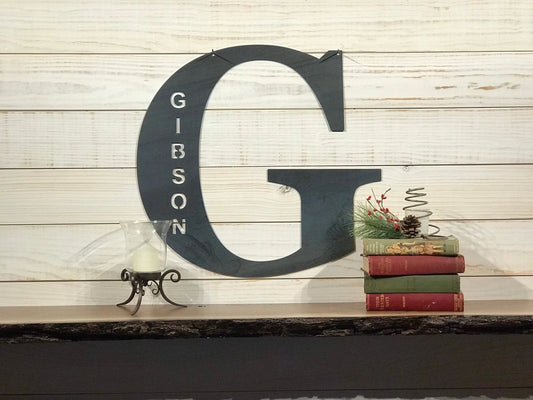 Rustic Last Name Sign Large Metal Letter Personalized Metal Sign 24 Inch Laser Cut Metal Signs Custom Gift Ideas - 8 inches - metal sign