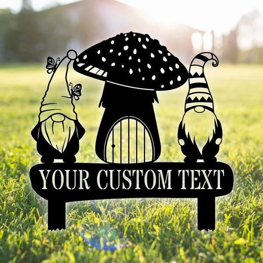 Gnome Monogram Customized Metal Signs, Custom Metal Sign, Custom Signs, Metal Sign Laser Cut Metal Signs Custom Gift Ideas - 8 inches - metal sign