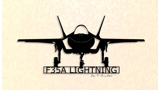 F35a Lightning Stealth Multirole Combat Aircraft Metal Sign Cut Metal Sign Wall Decor - 8 inches - metal sign