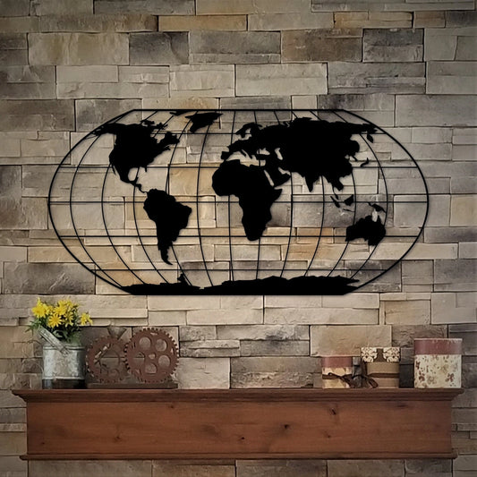 Metal World Map Steel Map Of The World Travel Gifts World Travel Globe Map Of Earth Cutout Travel Decor - 8 inches - metal sign