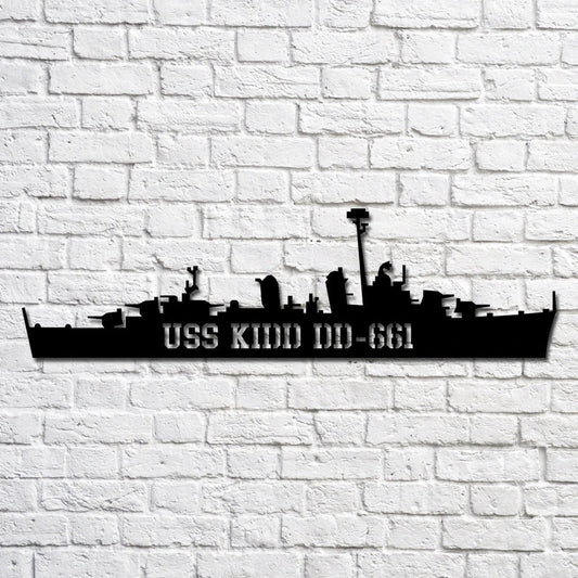 Uss Kidd Dd661 Navy Ship Metal Art, Custom Us Navy Ship Cut Metal Sign, Gift For Navy Veteran, Navy Ships - metal sign