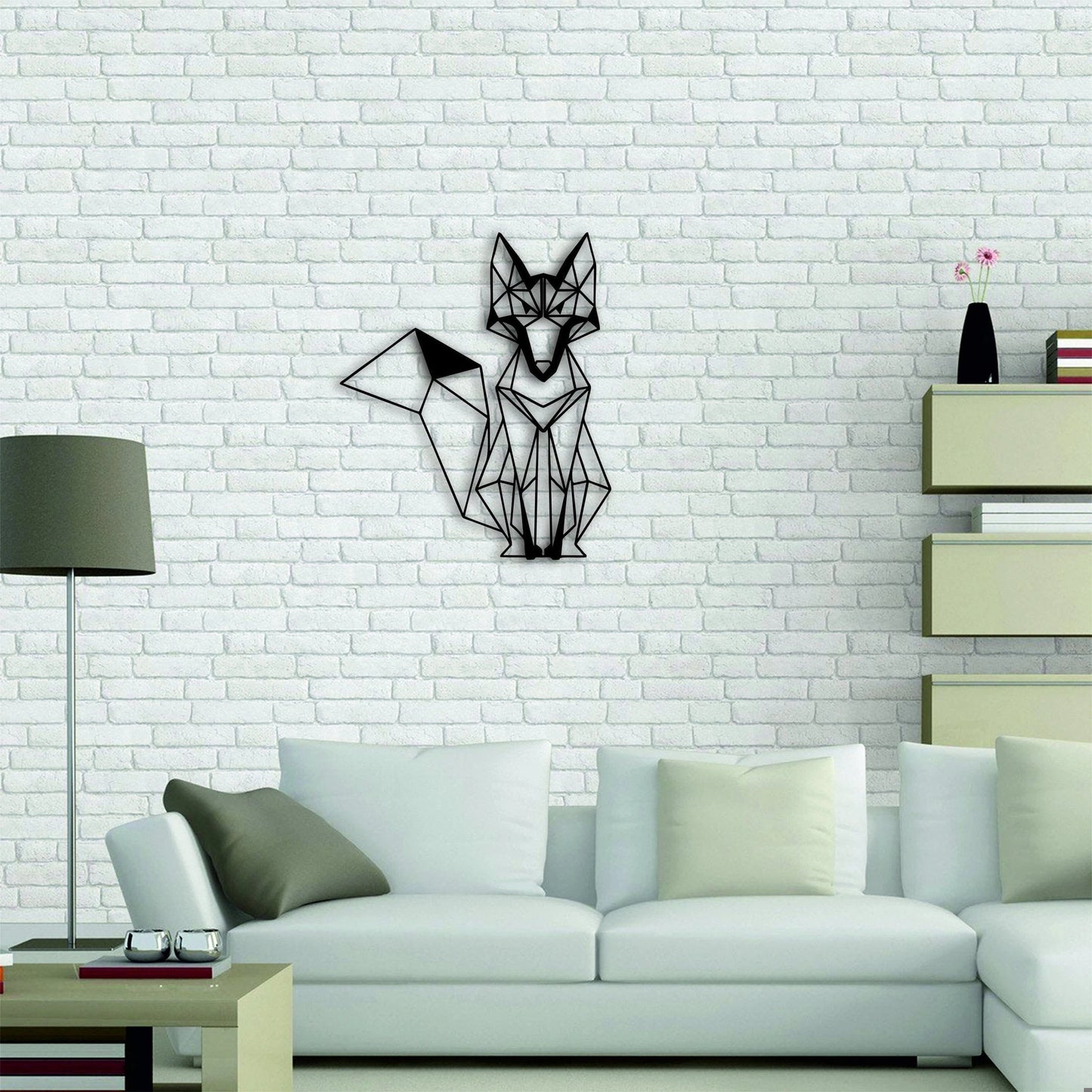 Fox Animal Interior Metal Sign Office Geometric Animal Wild Minimalist Wall Art