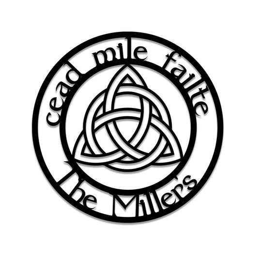 Personalized Trinity Cead Mile Failte Irish Celtic Knot Metal Art, Metal Laser Cut Metal Signs Custom Gift Ideas - 8 inches - metal sign