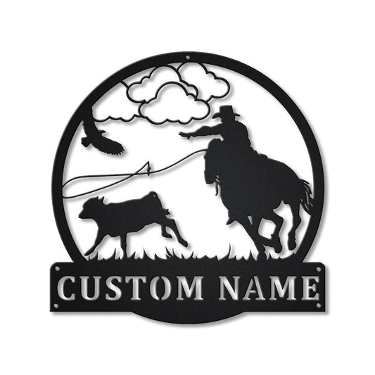 Personalized Calf Roping Sport Monogram Metal Sign Art, Custom Calf Roping Sport Metal Sign, Hobbie - metal sign