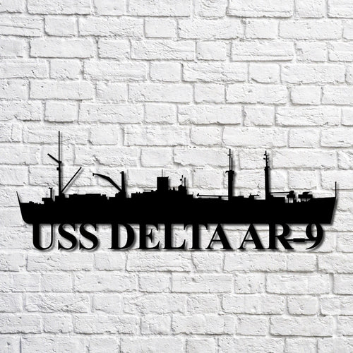 Uss Delta Ar9 Navy Ship Metal Art, Custom Us Navy Ship Cut Metal Sign, Gift For Navy Veteran, Navy Ships Silhouette Metal Art, Navy Home Decor Laser Cut Metal Signs Custom Gift Ideas