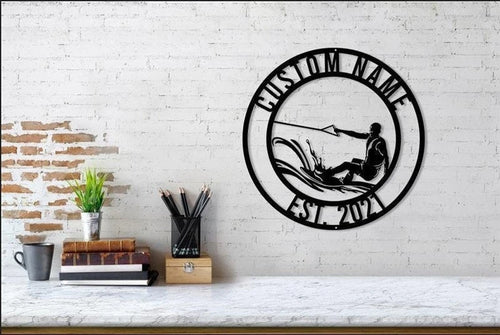 Wakeboarding Signs Wakeboarding Antler Decor Wakeboarding Metal Sign Housewarming Outdoor Metal Water Ski Sign