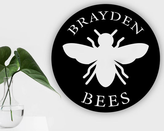 Personalized Metal Bee Sign Customizable Weatherproof Door Hanger Personalized Bumble Bee Garden Stake - metal sign