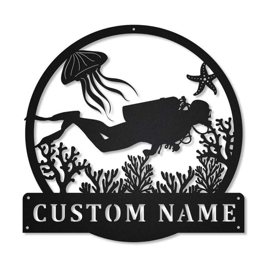 Personalized Scuba Diving Sport Monogram Metal Sign Art, Custom Scuba Diving Sport Metal Sign, Hobbie - metal sign