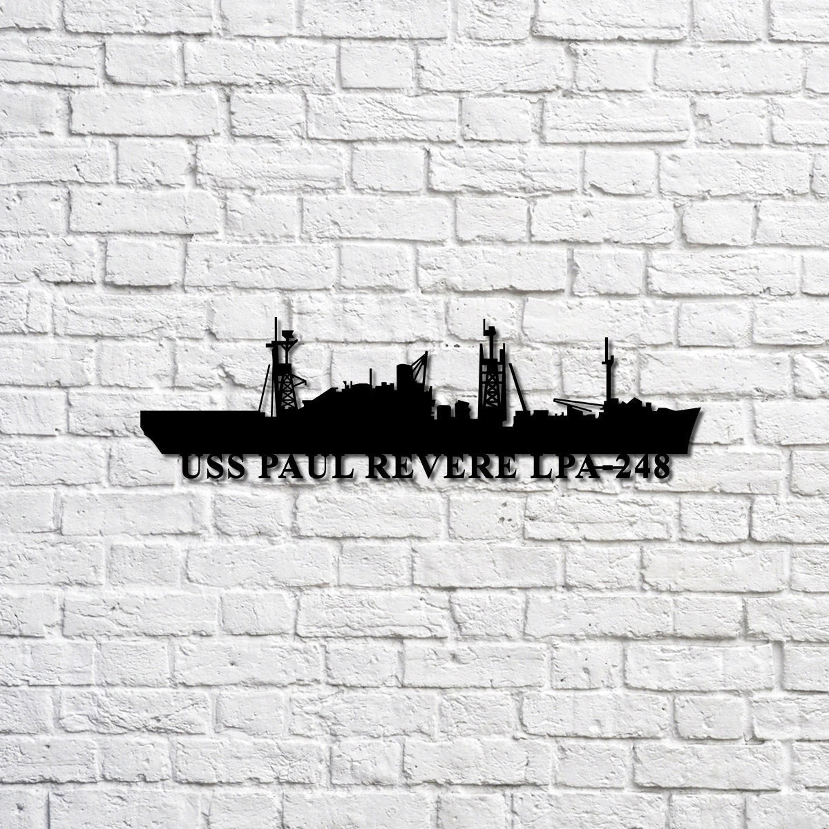 Uss Paul Revere Lpa248 Navy Ship Metal Sign, Memory Wall Metal Sign Gift For Navy Veteran, Navy Ships Silhouette Metal Sign Laser Cut Metal Signs Custom Gift Ideas