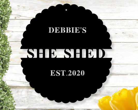 Custom Metal She Shed Sign Outdoor Sign Established Date Sign Gift For Her Decorative Metal Sign She Shed - 8 inches - metal sign