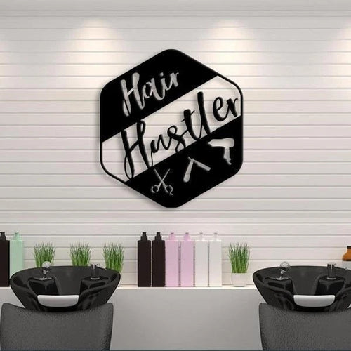 Hair Salon Hair Hustle Cut Metal Sign