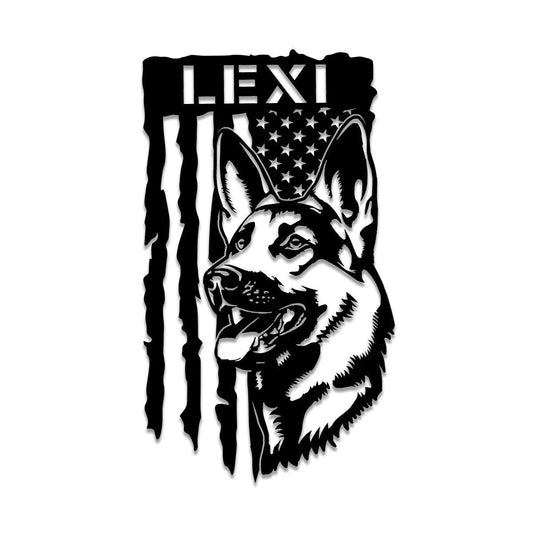 Personalized German Shepherd Dog America Metal Sign, Metal Laser Cut Metal Signs Custom Gift Ideas - 8 inches - metal sign