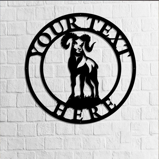 Plasma Cut Steel Sign,bighorn Sheep Sign, Ram, Metal Sign, Personalized, Established, Animals Farm, Metal - metal sign