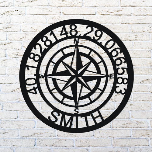 Personelized Nautical Compass With Gps Coordinates