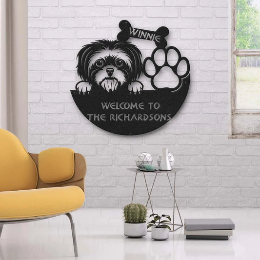 Dog Lovers Funny Welcome To Family Personalized Metal Sign Laser Cut Metal Signs Custom Gift Ideas - 8 inches - metal sign