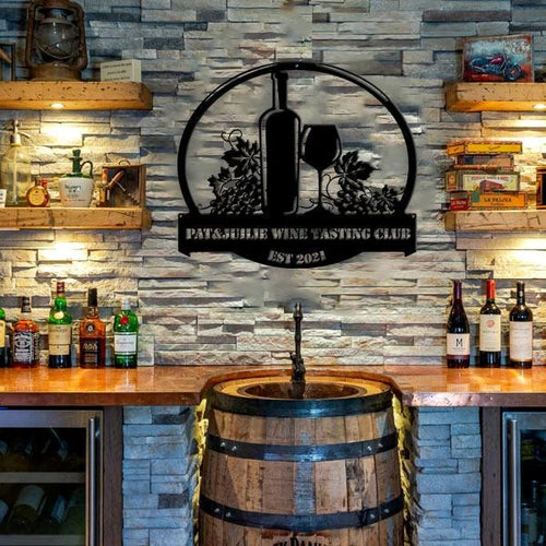 Wine Lovers Personalized Name Metal Wall Art Cut Metal Sign, Metal Bar Art Sign, Customized Pub, Lounge Laser Cut Metal Signs Custom Gift Ideas
