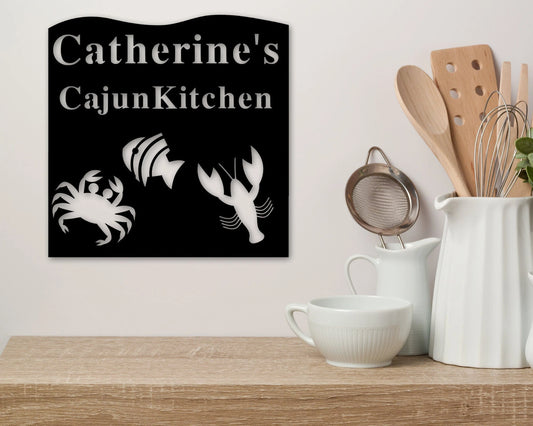 Personalized Metal Sign Seafood Sign Metal Seafood Sign Gift For Her Gift For Him Restaurant Sign Housewarming Cajun Kitchen Sign - 8 inches - metal sign