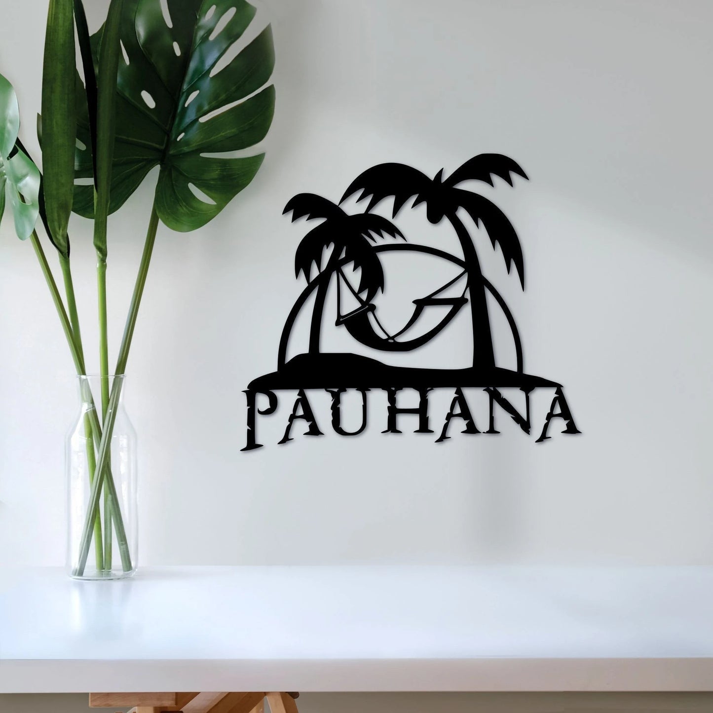 Pau Hana Metal Hawaiian Sign End Of Work Day Hawaiian Surf Decor Island Luau Art Hawaiian Gifts Palm Tree Decor