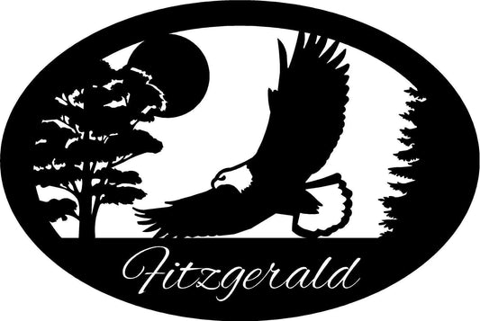 Eagle Signcustom Metal Sign With Swooping Eagle In Nature Scene Metal House Sign - 8 inches - metal sign
