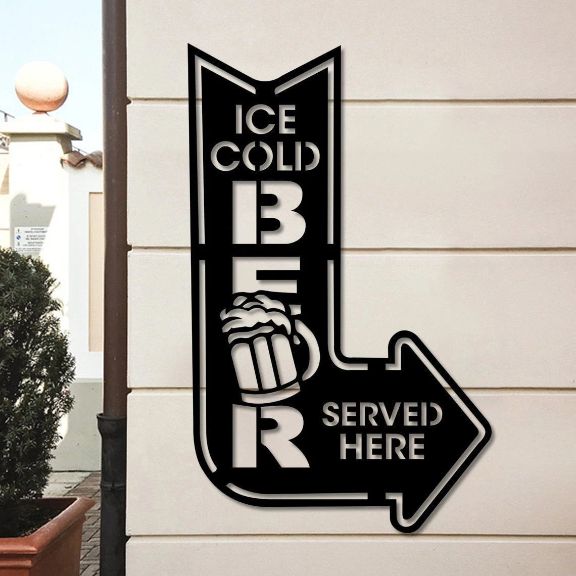 Beer Bar Metal Wall Ice Cold Beer Served Here Metal Sign Beer Bar Decor Sign For Bar Beer Bar Door Hanger