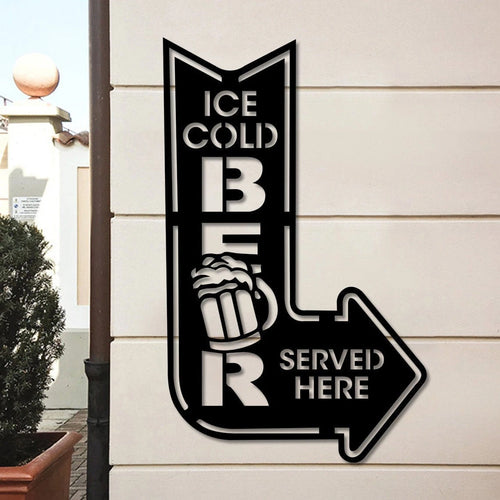 Beer Bar Metal Wall Ice Cold Beer Served Here Metal Sign Beer Bar Decor Sign For Bar Beer Bar Door Hanger