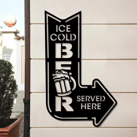 Beer Bar Metal Wall Ice Cold Beer Served Here Metal Sign Beer Bar Decor Sign For Bar Beer Bar Door Hanger
