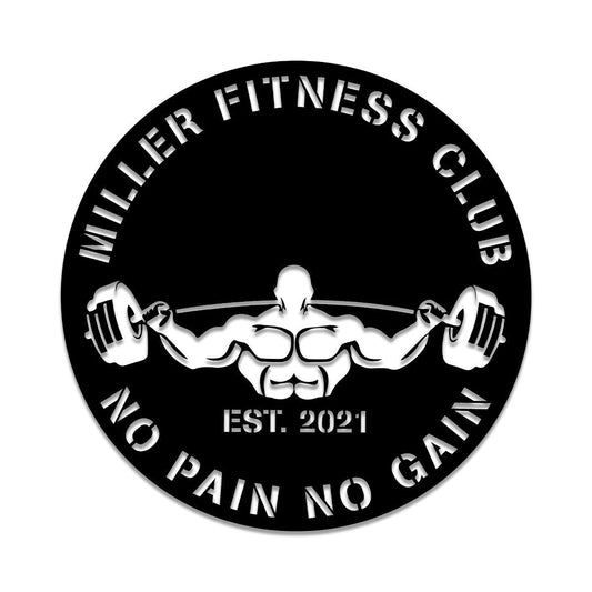 Fitness Center Metal Gym Sign, Custom Cross Fit Club, Wedding, Art Gift For Him her, Metal Laser Cut Metal Signs Custom Gift Ideas - 8 inches - metal sign