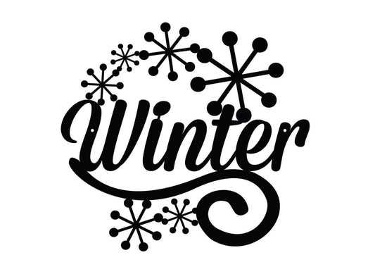 Winter Metal Sign Black Seasonal Decor Outdoor Sign Door Sign Metal Sign Winter Sign